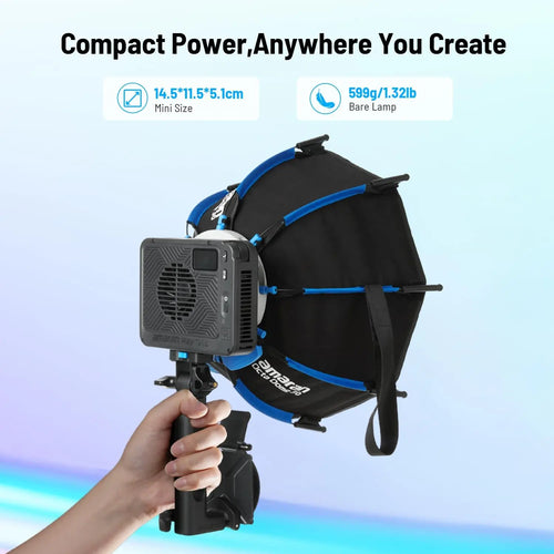 Amaran Ray 120C RGB Video Light - 120W Full-Color Portable Studio Light with IP54 Rating, CCT Range 1,800K-20,000K, APP Control, Bowens Mount, Includes Softbox and Portable Bag